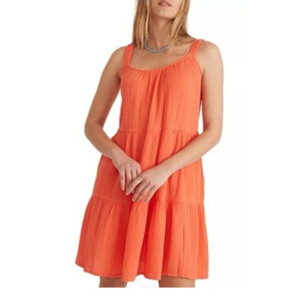 Marine Layer‎ Tiered Orange Gauze Lightweight Sundress Preppy Colorful Beach